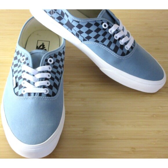 Vans Men\'s Authentic Warped Checkerboard Blue White Skate Boat shoes Sizes NIB main image 6